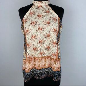 Love Fire XL Crochet Boho Bohemian Halter Tank W/Keyhole back, High Neck